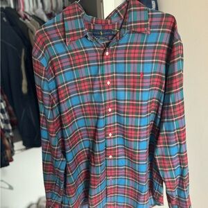 Polo Ralph Lauren Men's Blue and Red Plaid Shirt